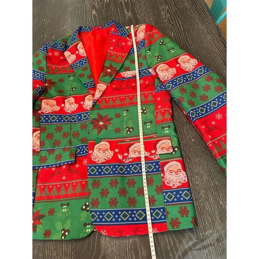 Dec. 25th Men's Christmas Blazer Medium Multicolor Geometric Party Wear - Picture 7 of 10